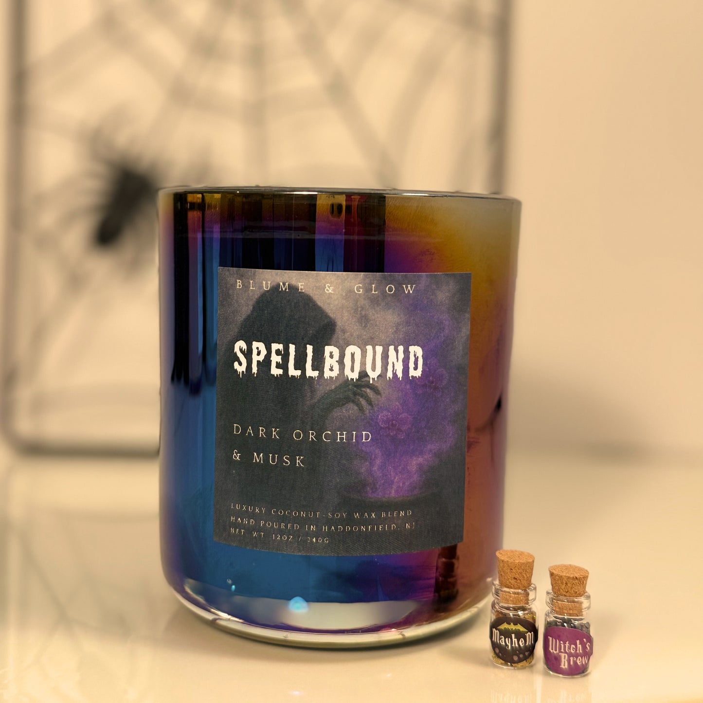 Blume & Glow Spellbound Halloween candle in iridescent black jar