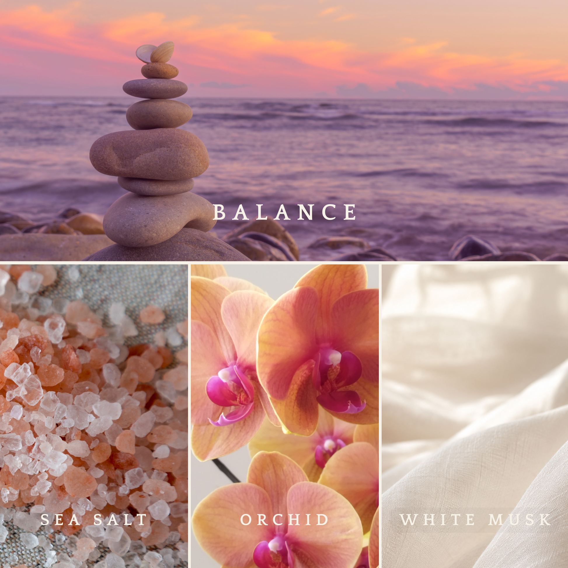 Balance candle scent notes sea salt orchid