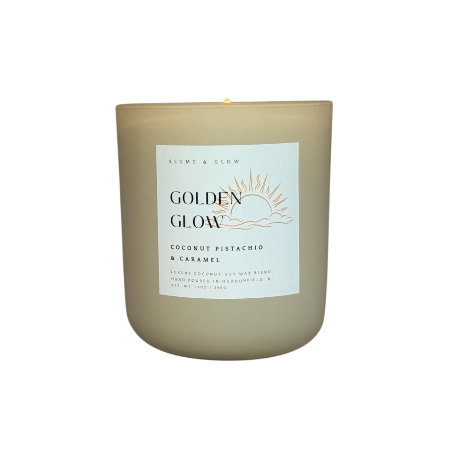 Golden Glow pistachio vanilla caramel wooden wick candle