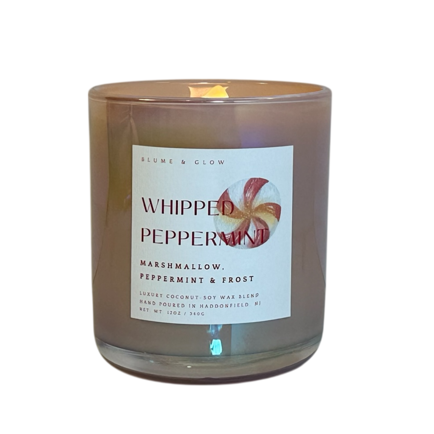Peppermint wooden wick christmas candle