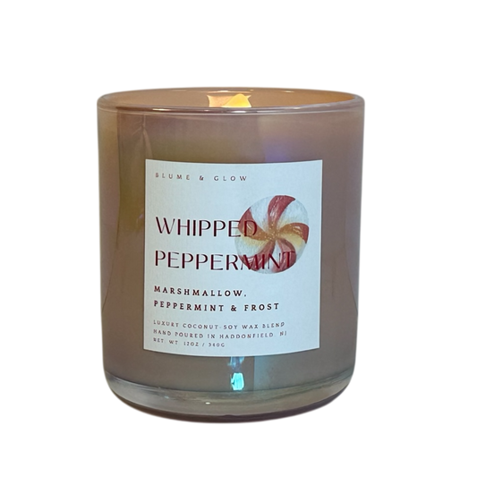 Peppermint wooden wick christmas candle