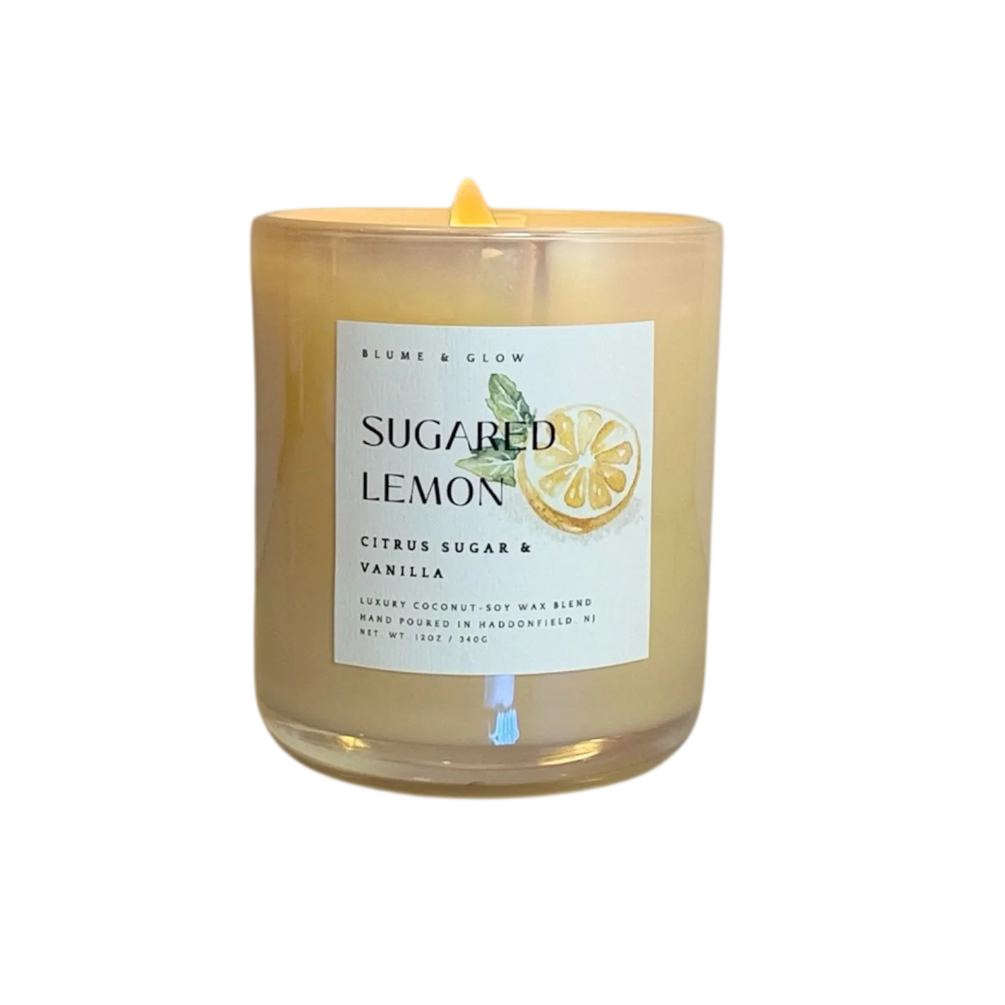 Sugared lemon wooden wick candle