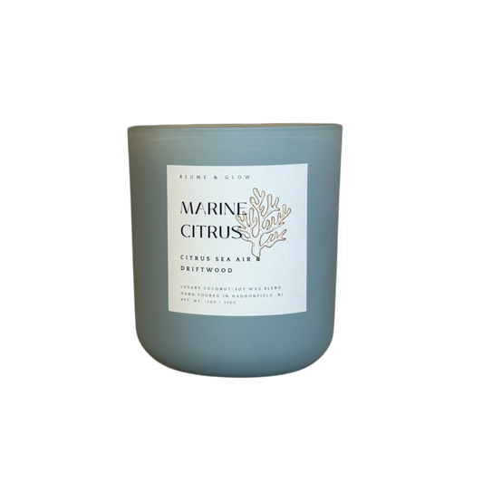 Blume & Glow Marine Citrus coconut soy candle wooden wick