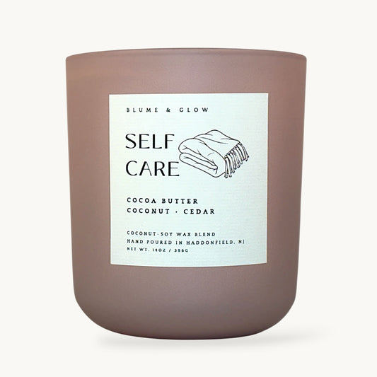 Self care wooden wick candle by Blume & Glow