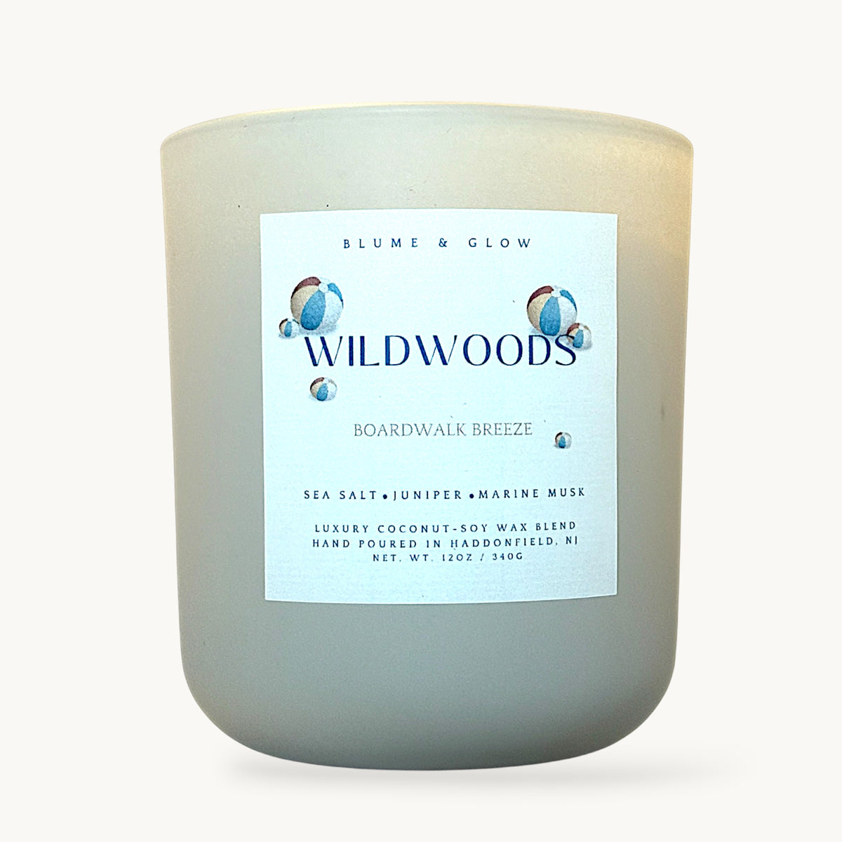 Wildwoods fresh coastal candle by Blume & Glow with wooden wick and luxury coconut-soy wax